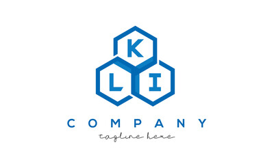 KLI letters design logo with three polygon hexagon logo vector template