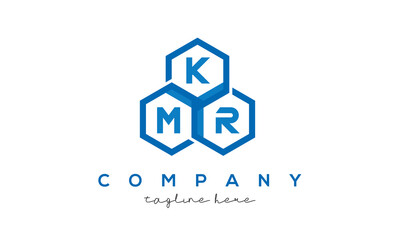 KMR letters design logo with three polygon hexagon logo vector template