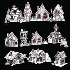 Obraz premium illustration of houses and streets of the old town