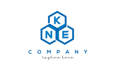 KNE letters design logo with three polygon hexagon logo vector template