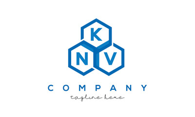 KNV letters design logo with three polygon hexagon logo vector template