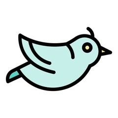 Flying quail icon. Outline flying quail vector icon color flat isolated