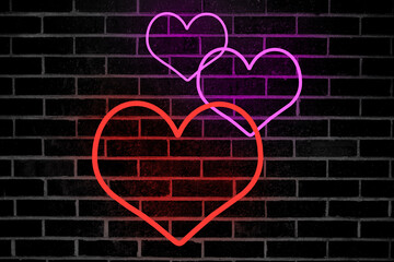 neon heart on a wall