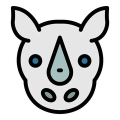 Rhino face icon. Outline rhino face vector icon color flat isolated