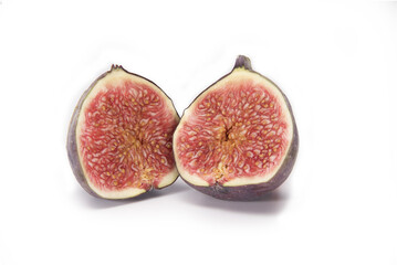 halves of ripe fig cut in middle