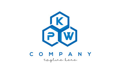 KPW letters design logo with three polygon hexagon logo vector template