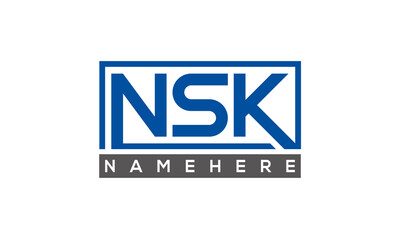 NSK Letters Logo With Rectangle Logo Vector	