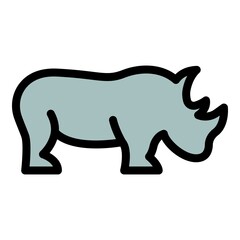 Africa rhino icon. Outline africa rhino vector icon color flat isolated