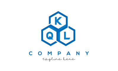 KQL letters design logo with three polygon hexagon logo vector template