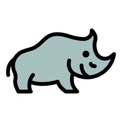 Big rhino icon. Outline big rhino vector icon color flat isolated