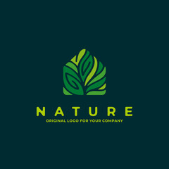 Nature house logo with green color can be used as symbols, brand identity, company logo, icons, or others.