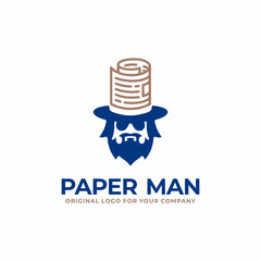 Unique paper man logo design template