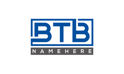 BTB Letters Logo With Rectangle Logo Vector	