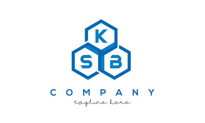 KSB letters design logo with three polygon hexagon logo vector template