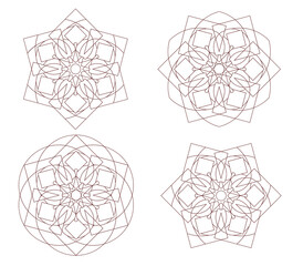 Geometric logo template. Round arabic ornamental symbols. Colored mandala raster illustration.