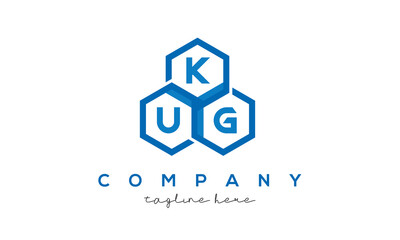 KUG letters design logo with three polygon hexagon logo vector template