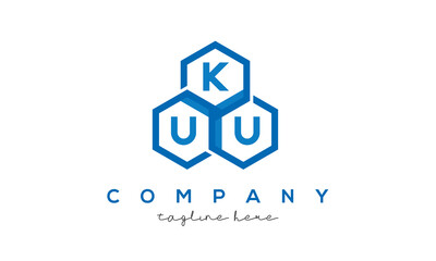 KUU letters design logo with three polygon hexagon logo vector template