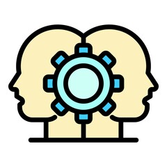 Sociology cogwheel icon. Outline sociology cogwheel vector icon color flat isolated