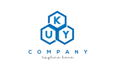 KUY letters design logo with three polygon hexagon logo vector template