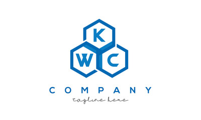 KWC letters design logo with three polygon hexagon logo vector template
