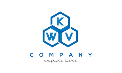 KWV letters design logo with three polygon hexagon logo vector template