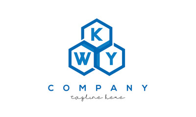 KWY letters design logo with three polygon hexagon logo vector template