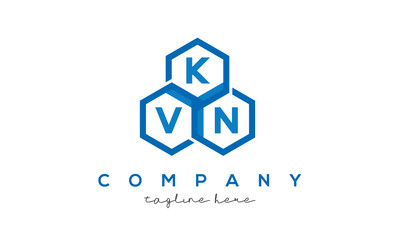 KVN letters design logo with three polygon hexagon logo vector template