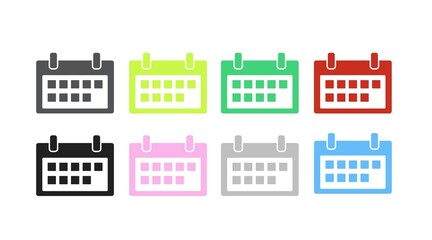 Calendar Icon Set. Set of isolated vector editable color calendar icons