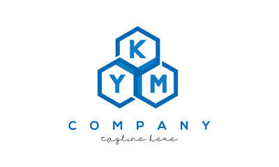 KYM letters design logo with three polygon hexagon logo vector  template