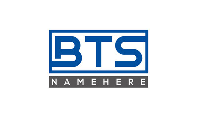 BTS Letters Logo With Rectangle Logo Vector	