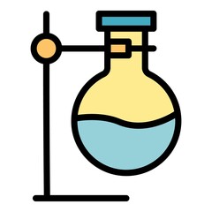 Tube test flask icon. Outline tube test flask vector icon color flat isolated
