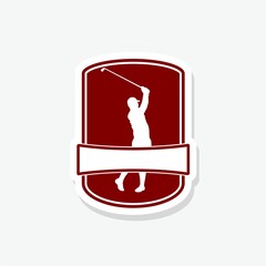 Golf clubs sticker icon isolated on white background