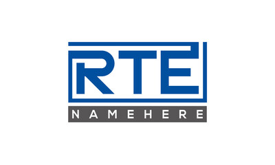 RTE Letters Logo With Rectangle Logo Vector	
