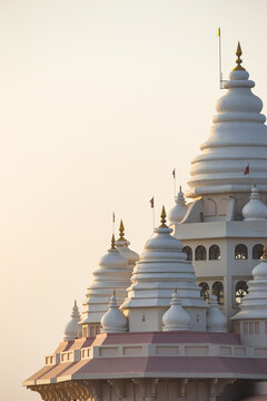 Vertical shot of a part of Sant Tukaram Maharaj Gatha Mandir Temple, Dehu, Pune, Maharashtra, India