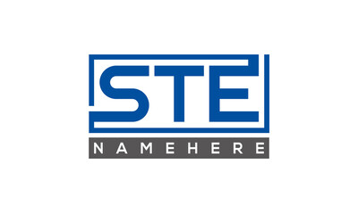 STE Letters Logo With Rectangle Logo Vector	