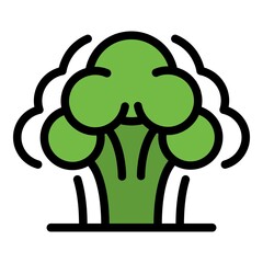 Broccoli icon. Outline broccoli vector icon color flat isolated