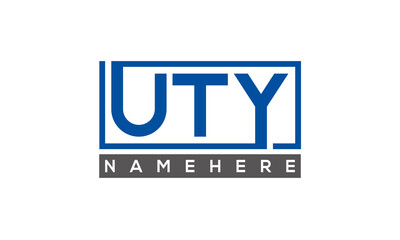 UTY Letters Logo With Rectangle Logo Vector	