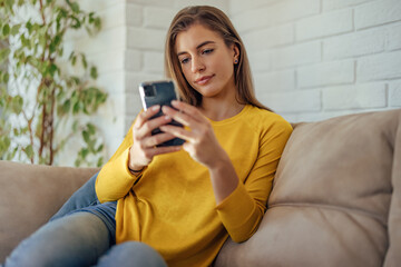 Adult woman, checking her message folder