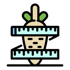 Fototapeta premium Slim carrot icon. Outline slim carrot vector icon color flat isolated
