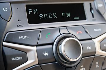 car radio with buttons sound radio scan by numbers and controls with radio on rock fm