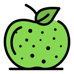 Fresh apple icon. Outline fresh apple vector icon color flat isolated