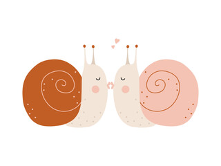 cute snail for modern kids design. minimalist style, ideal for printing on fabric, posters or postcards