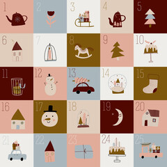 modern boho hygge minimalism. merry christmas and new year. winter stickers for design. vector set of christmas elements.