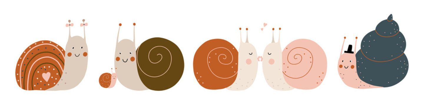 cute snail for modern kids design. minimalist style, ideal for printing on fabric, posters or postcards