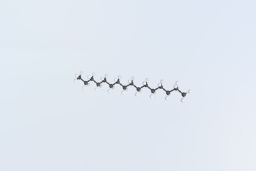 Hexadecane molecule, isolated molecular model. 3D rendering