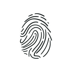 Finger Print Icon Silhouette Illustration. Identity Personal   Vector Graphic Pictogram Symbol Clip Art. Doodle Sketch Black Sign.