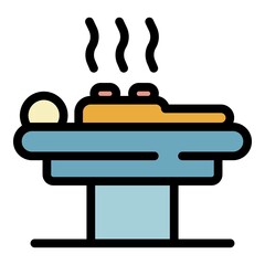 Hot stones therapy icon. Outline hot stones therapy vector icon color flat isolated