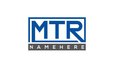 MTR Letters Logo With Rectangle Logo Vector	