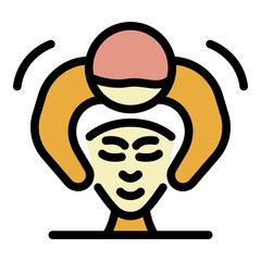 Facial massage icon. Outline facial massage vector icon color flat isolated
