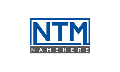 NTM Letters Logo With Rectangle Logo Vector	